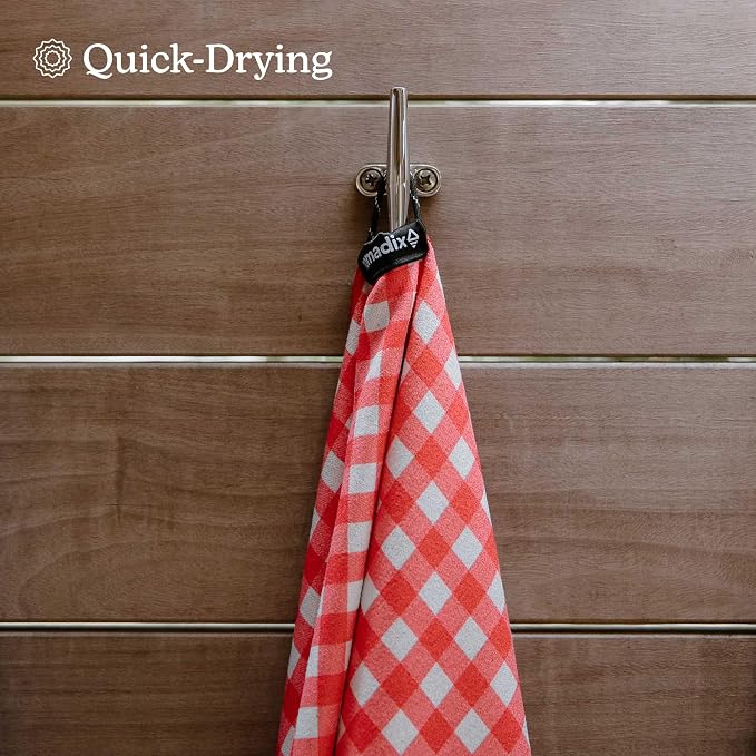 Nomadix Original Towel - Perfect for Beach, Pool, Travel, Camping, Yoga - Made with Recycled Materials - Super Absorbent - Sand Resistant - Gingham Red - 72.5x30