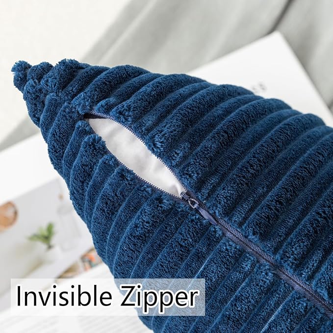 UGASA Soft Velvet Solid Square Decorative Cushion Cover Handmade Pillowcase with Hidden Zipper, 1 Pack, 20x20 inch, Navy Blue