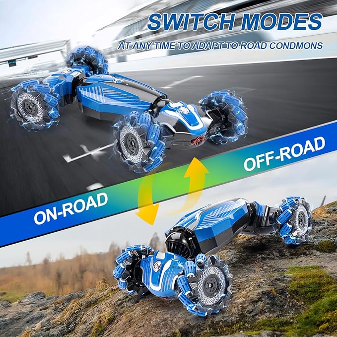 YEMIAI RC Stunt Car, 2.4GHz 4WD Drive Remote Controlled Gesture Sensor Toy Car, Hand Remote Control car with 360° Flipping Light and Music, Children's Toys for Boys and Girls Aged 5-13