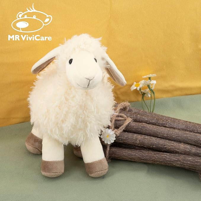 8.5" White/Cream Sheep Stuffed Animals for Boys and Girls,Soft and Adorable Lamb Plush Toys for Newborn Babies,Great Gifts on Birthday,Christmas,Baby Shower,Easter,Machine Washable