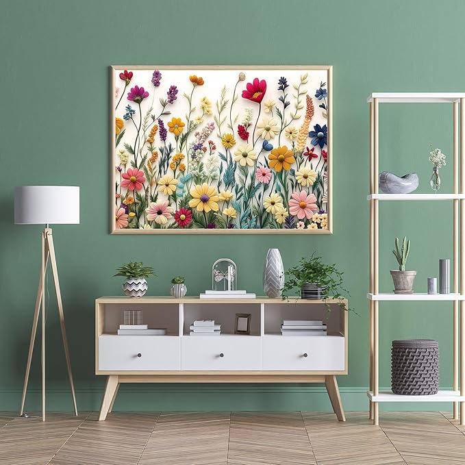Puzzles for Adults 1000 Pieces, Wildflower Jigsaw Puzzles - Dance of Wildflowers, Impossible Wildflower Puzzle for Seniors Families, 27.56 x 19.69 Inches, 1:1 Poster, Letter on The Back