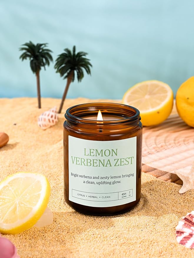 Scented Candles Gift Set, Long Lasting 4 Pack Aromatherapy Candles for Home | 200 Hour Burn, Fresh Linen & Rain, White Blossom & Pear, Lemon Verbena Zest, Sage Sea Breeze, Gifts for Women