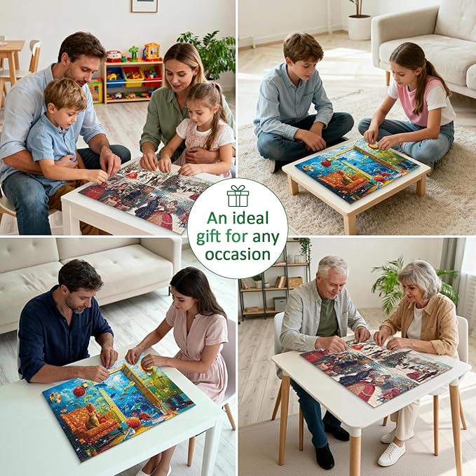 1000 Pieces Puzzles. 2 Pack with Unique Shaped Jigsaw Pieces, Cat Fish and Remembrance Theme, Challenging Gift for Puzzle Lovers, Idea Jigsaw Puzzles for Adults