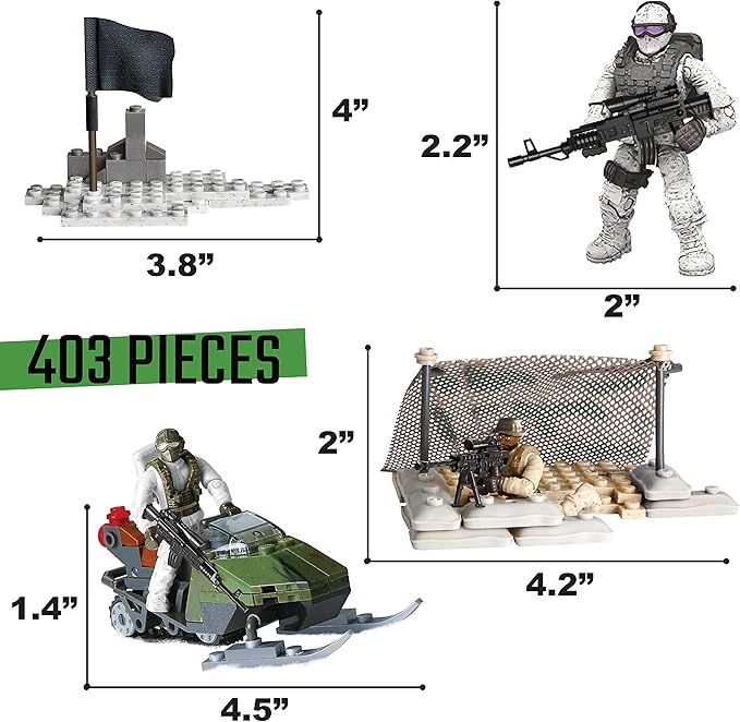 Special Forces Mini Action Figures Includes 3 Army Building Sets with 9 soldiers Arctic Troopers Snowmobile Scout Desert Squad Special Troops Toy Gifts 10+ Kids & parents - Quality Family Time 403 Pcs