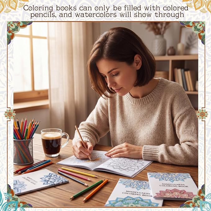 Liliful 144 Pcs Natural Mandala Coloring Book Bulk 5 x 7 Inch Vintage Intricate Mandala Designs Party Favors Mindfulness & Stress Relief Coloring Books for Boho Home Decor & Wellness Gifting