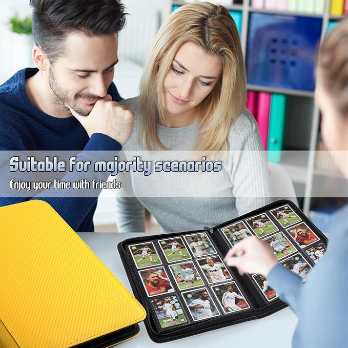 Trading Card Binder, Premium 9 Pocket Double Sided 540 Pocket PU Card Collection Binder, Collectible Trading Card Albums for MTG, TCG, Sport Card, Game Cards (Yellow 1)
