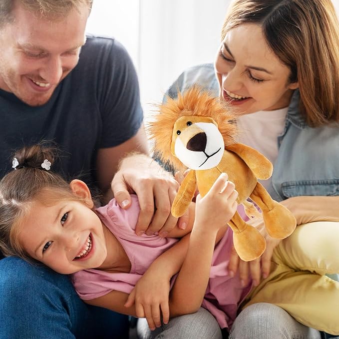 6 Pcs Safari Stuffed Animals Bulk Lion Elephant Monkey Tiger Toy Plush Zoo Animals Junble for Boy Girl Gift Animal Themed Parties Baby Shower Favor(Lion)