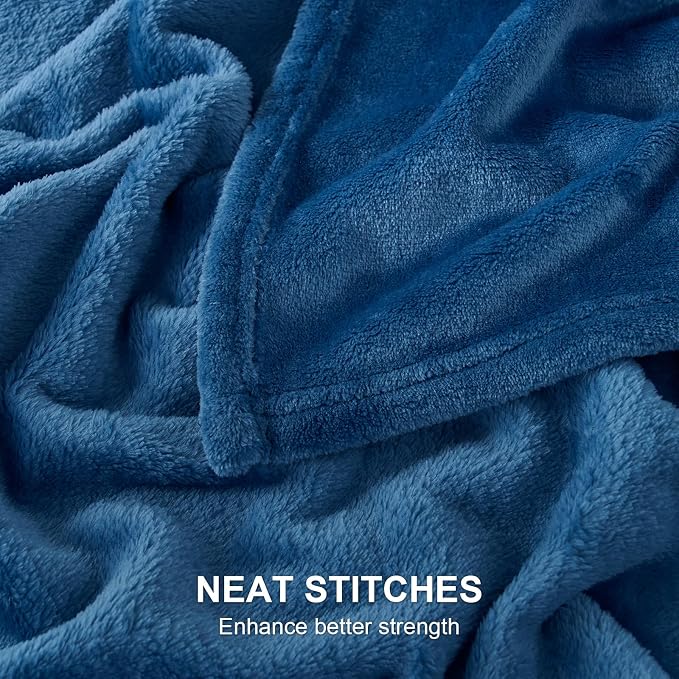 Hansleep Throw Mineral Blue Fleece Blanket, Soft Flannel Bed Blanket | Fuzzy Cozy Blanket 50x60 Inches, Multi-use for Bed, Sofa, Couch, Travel, Camping, All Season Warm Lightweight Cover