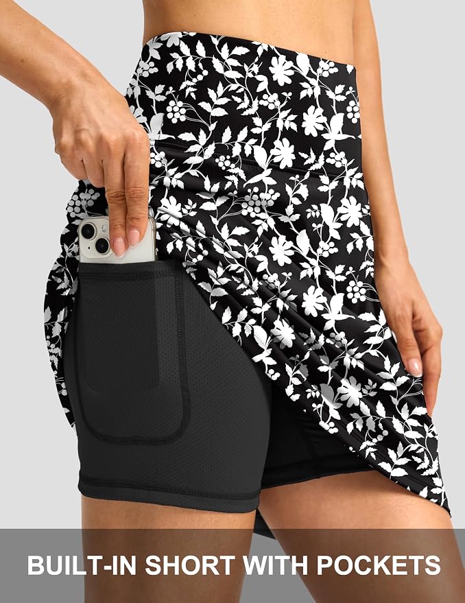 G Gradual 19" Skorts for Woman with Pockets High Waist Golf Skirt | Lightweight, Stretchy, Breathable, Tummy Control, Built-in Shorts, Athletic, Tennis, Pickleball, Casual Summer