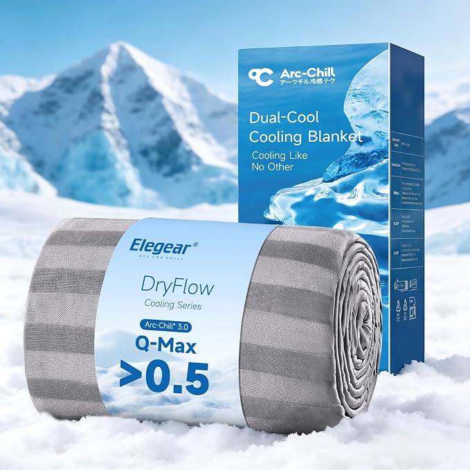 Elegear Cooling Blanket Twin for Hot Sleepers, One-Way Moisture Flow | Arc-Chill® 3.0 Q-Max>0.5 Cooling Fabric with One-way Moisture Flow Helps Keep Skin Cool & Dry & Breathable, No Sticky Feeling
