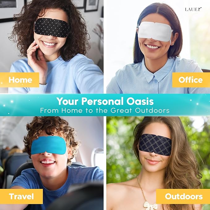 Heated Eye Steam Mask Dry Eyes Self Warm Compress Dark Circles Puffiness Set of Scent (Lavender, Chamomile, Green Tea, Mint, Mandarin Basilic, Unscented) Pack of 6 Masks for Women