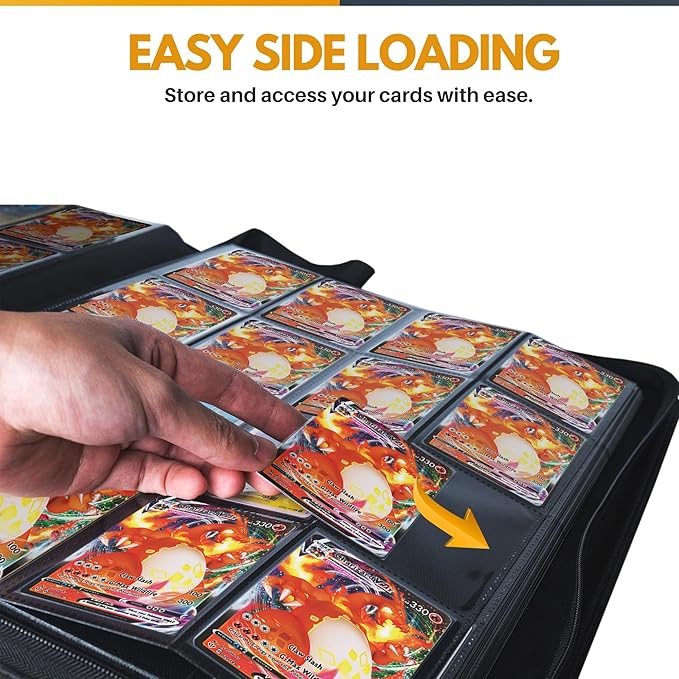 X PRO 1000+ Card Binder - Comes with 200 Card Sleeves | Compatible with TCG, Sports, MTG & More - 16 Pocket Card Binder | TCG Binder