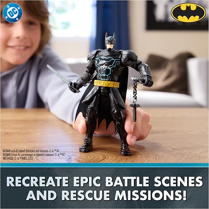 DC Comics, Batman Battle Clash 6” Ninja Strike Batman Action Figure with 2 Ninja Accessories, Super Hero Kids Toys for Boys and Girls Ages 3 & Up