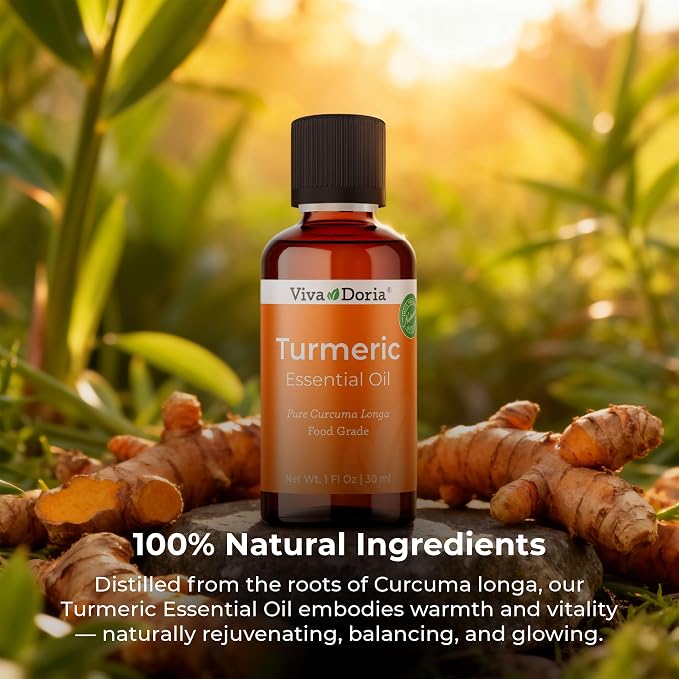 Viva Doria Turmeric Essential Oil, 100% Pure, Natural Turmeric Essential Oil, Undiluted, for Aromatherapy | Food Grade, 30 mL (1 Fluid Ounce)