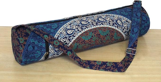 INDIAN CRAFT CASTLE ICC Yoga Mat Bag Carrier Full-Zip Exercise Yoga Mat Carry Bag for Women Men with Multi-Functional Storage Pockets and Adjustable Shoulder Strap 26X6 Inches