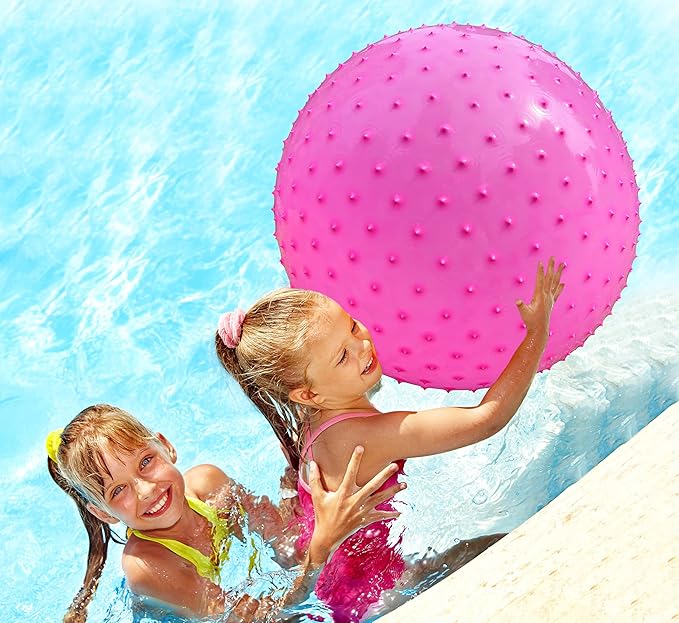 Large Sensory Massage Ball for Kids, 33.5" 85cm 3.1lbs Pink Bouncy Exercise Ball for Toddlers, Big Inflatable Balls with Tactile Spikes, Outdoor Giant Yoga Balls, Large Beach Ball (pink1)