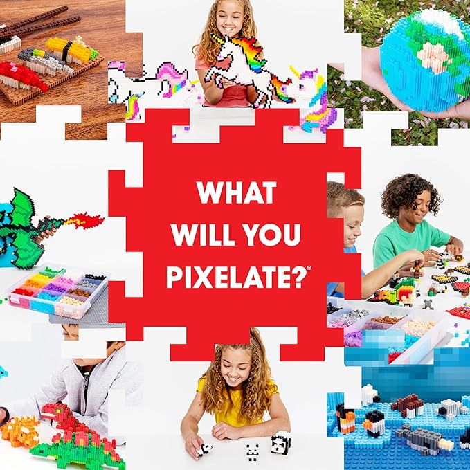 Pix Brix Pixel Art Puzzle Bricks Bucket – 1,500 Piece Pixel Art Kit with 11 Colors, Dark Palette – Interlocking Building Bricks, 2D and 3D Builds – Stem Toys, Ages 6 Plus