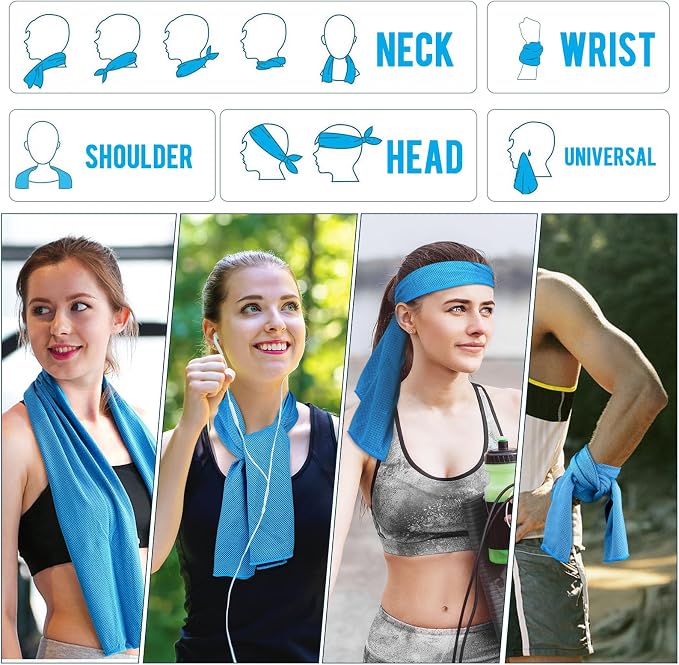 MENOLY 30 Packs Cooling Towels Bulk Cooling Towels for Neck and Face Gym Workout Cooling Neck Rags for Sports Yoga Soft Microfiber Breathable Sweat Rags for Hiking Running Fitness-Blue