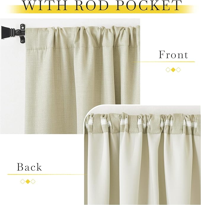 NICETOWN Room Darkening Bedroom Curtains 84 inches Long, Pinch Pleated Curtains Faux Linen Blend Light Blocking Noise Canceling Thermal Drapes for Living Room, Linen Beige, W52 x L84, 2 Panels