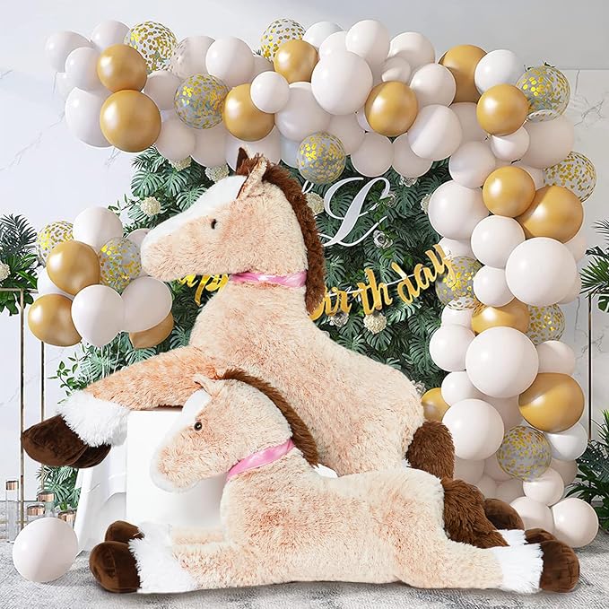 MaoGoLan Large Horse Stuffed Animal for Boy, Big Horse Plush Toy for Girl, Ridable Stuffy Pony for Kid, Stuffed Pony Plush Pillow for Baby Shower, Birthday Gifts or Party Favor, 47 inches, Brown
