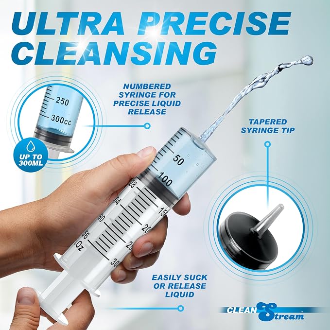 Cleanstream 300 Ml Enema Syringe With Tube For Anal Cleansing. Tapered Tip For Easy Insertion - 300 Ml, Clear