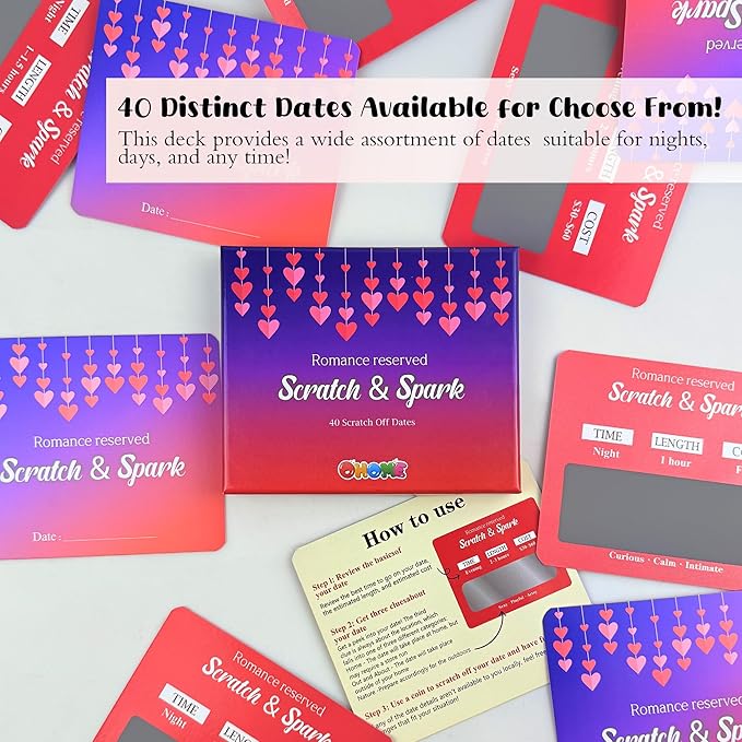 OHOME 40 Scratch Off Date Card for Women Men,Couples Gifts for Boyfriend Girlfriend | Gifts for Wedding Engagement,Bridal Shower,Birthday - Stocking Stuffers for Adults