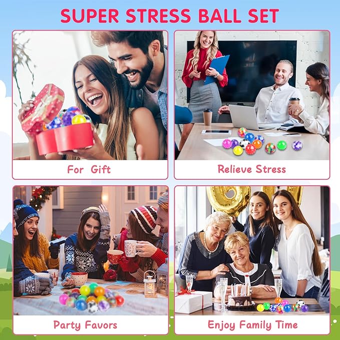 36 Pack Squishy Ball, Stress Balls Bulk for Adults, Mini Stress Balls, Anti-Anxiety and Fidget Balls to Relax, Birthday Gifts, Goodie Bag Stuffers