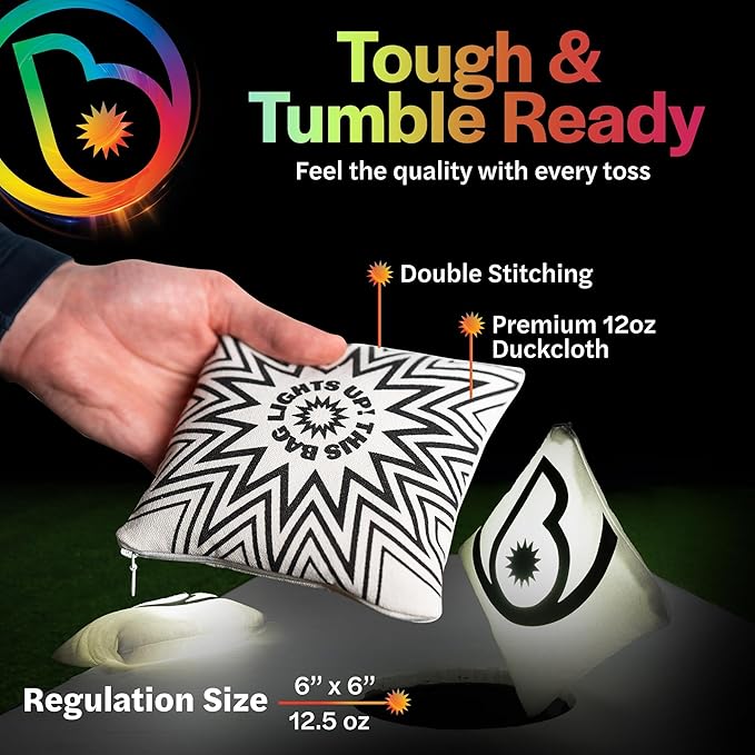 Brightz BagBrightz LED Cornhole Bags, 4-Pack - Cornhole Bean Bags That Light Up - Next Level Gameplay Experience! - 6+ Hours of Glow Time - Sold in Packs of 4 - Select Your Team Colors!
