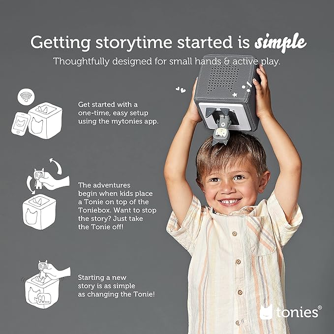 Toniebox 1 Audio Player Starter Set with Playtime Puppy - Listen, Learn, and Play with One Huggable Little Box - Gray