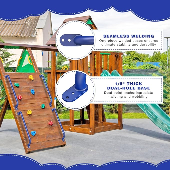 Dolibest 42 Inch Metal Safety Handles, Playground Ladder Handle, Long Grab Handles for Kids Playhouse, Treehouse, Rock Climbing Wall, Swing Set Accessories, Indoor & Outdoor Use (2PCS)-Blue