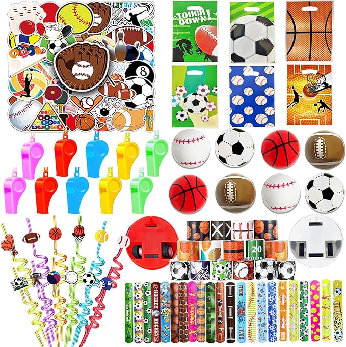 122PCS Sports Party Favors Set Ball birthday Party Supplies School Stationery Sports Party Team Gift Fillers School Classroom games Rewards Supplies