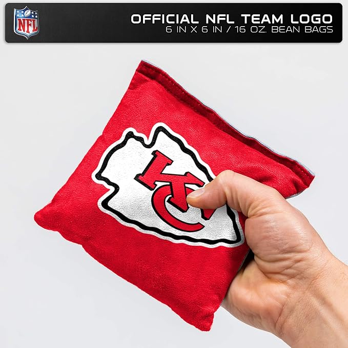 NFL Pro Football Dual Sided Bean Bags by Wild Sports, 8 Count, Premium Toss Bags for Cornhole Set - Great for Tailgates, Outdoors, Backyard