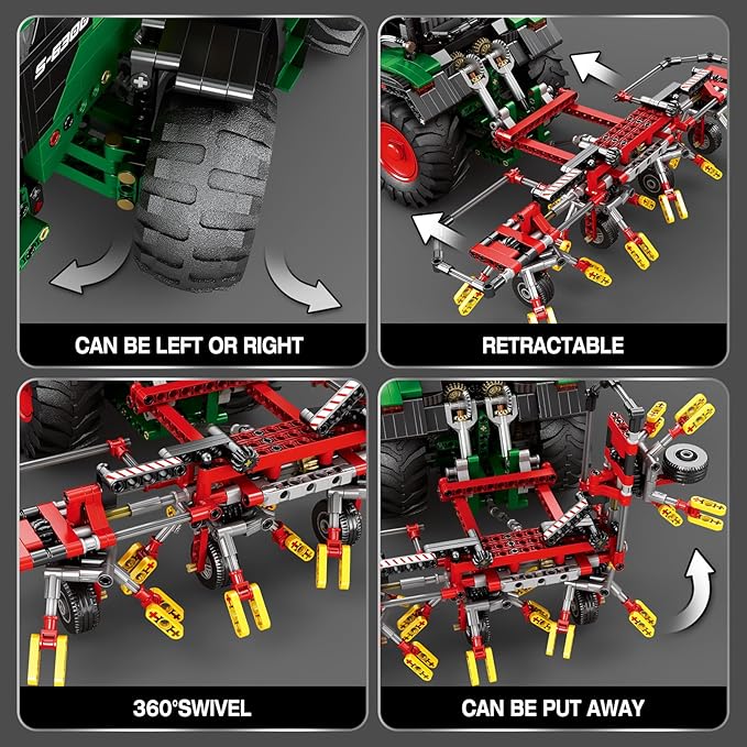 Tractor Building Blocks Set 22015, APP Remote Control Construction Toy Vehicle Model Kit for Adult, Farm Technic Truck Model Kit, Gifts for Kids 14+