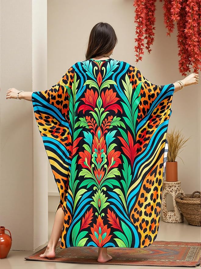 Mumu Dresses for Women Plus Size, Bohemian Kaftan Beach Cover Up Long Maxi Nightgown Soft Loungewear