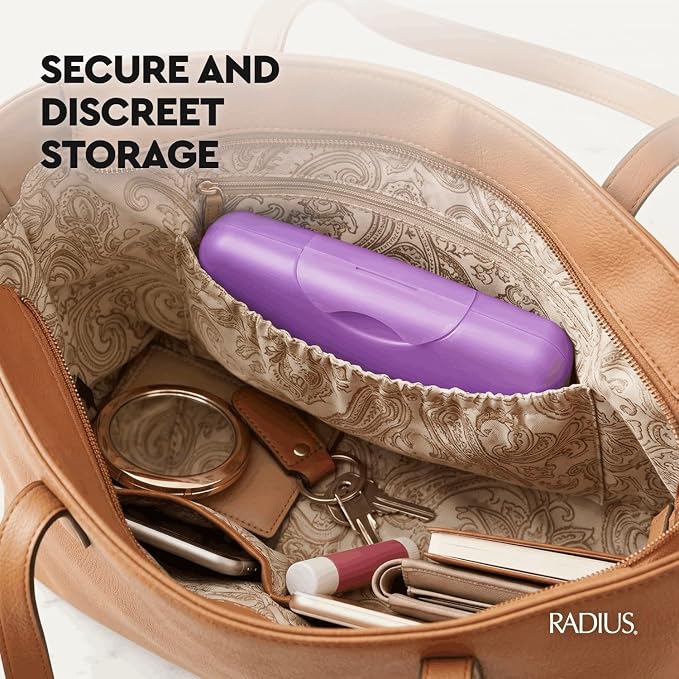 RADIUS Large Tampon Travel Case - Seamless Protective Storage Container, Durable Makeup and Medicine Purse Organizer with Secure Snap Lock (1.25 x 2 x 7.25 IN) - Pack of 1, Case