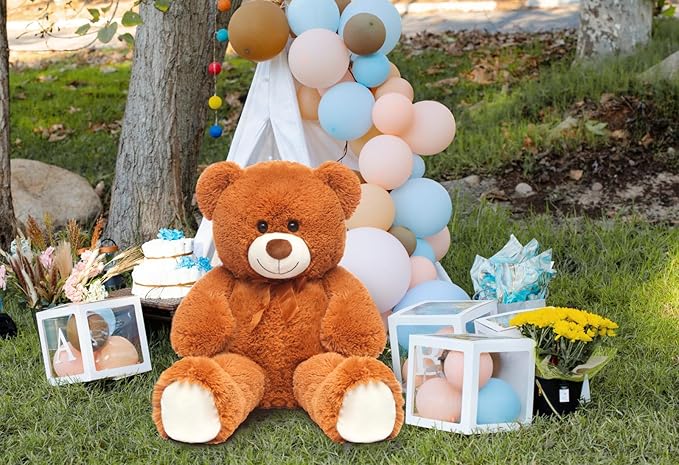 MorisMos Giant Teddy Bear Stuffed Animal 3ft-36 inch Big Teddy Bear for Girlfriend Boyfriend Wife Mom Fiancée Valentine's Gift,Large Stuffed Bear for Kid Birthday Christmas Baby Shower Decor,Brown