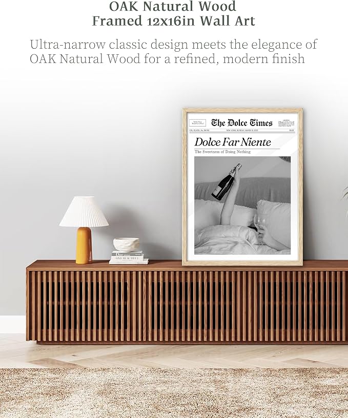 iHery 12x16in Dolce Far Niente Unframed Newspaper Wall Art | Unframed Canvas Print, The Sweetness of Doing Nothing Decor for Bedroom 1Pack
