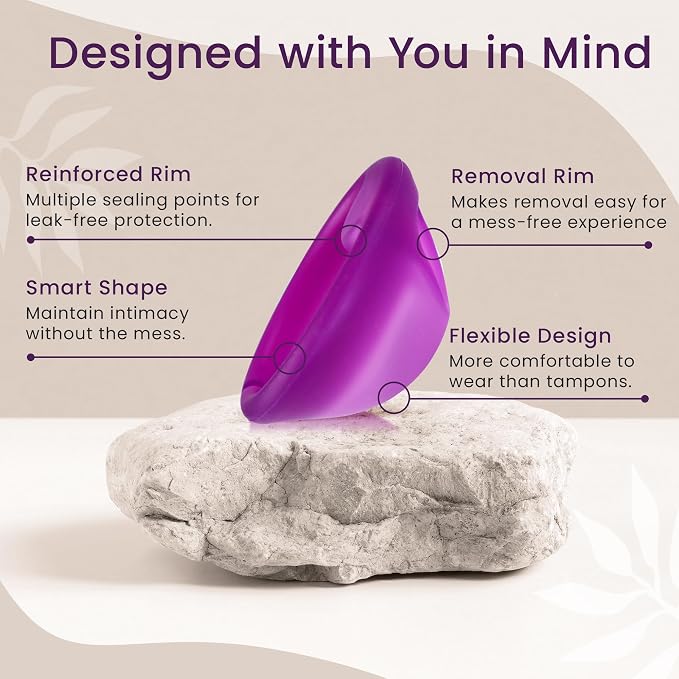 Ecoblossom Reusable Menstrual Disc - Menstrual Cup - Soft Period Disc for Women Designed with Tab, Medical-Grade Silicone Period Cup (Small - Violet)