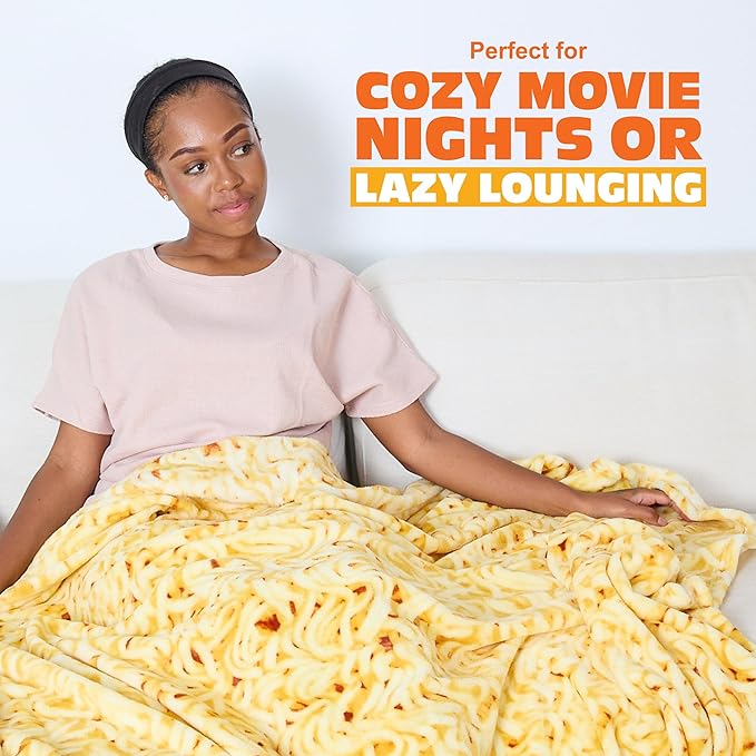 Cozy Concepts Co. Ramen Comfort Blanket by Relatable, Super Soft Plush Throw for Teens and Kids, A Cozy Dorm Room Essential, Fun Back to School Stuff & Perfect Comfort Gift for Students