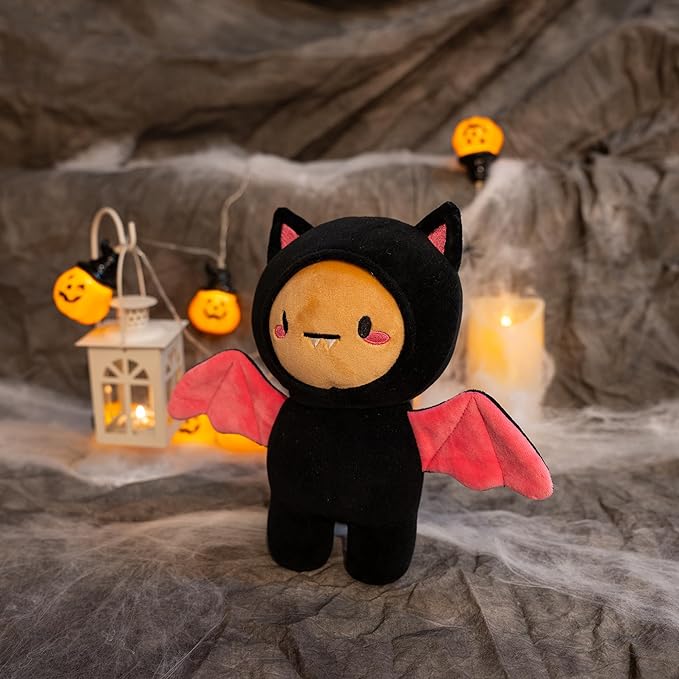 Plushland 10 Inch Halloween Plush Toys Bat, Skeleton,Ghost Spooky Stuffed Animal Stuffies Soft Trick or Treat Party Decor Stuffy for Kids Adults (Batty Buddy)