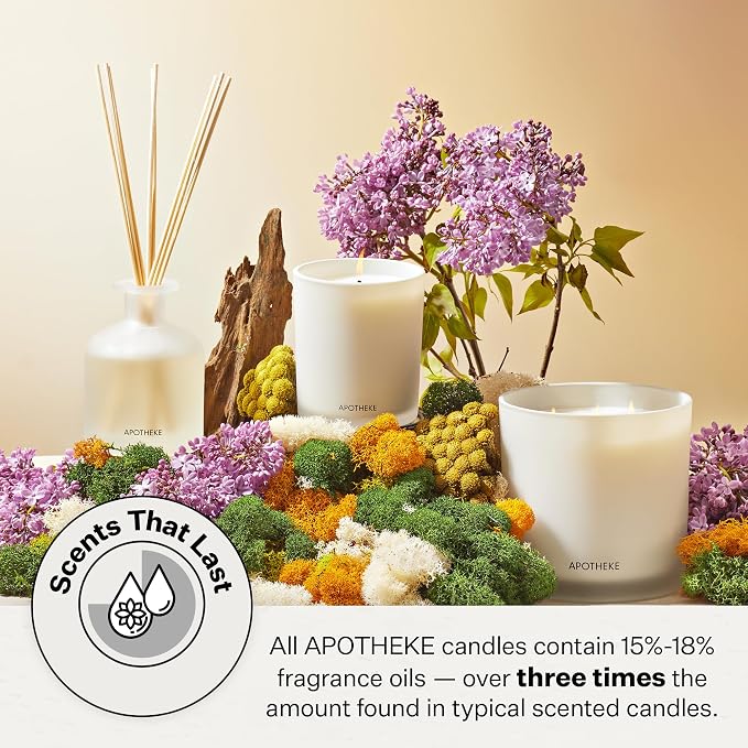 Apotheke Signature Scented Candles for Home, Wild Mint & Ivy - 10.5 oz - Soy Wax, Non Toxic, Large Jar White - Luxury Candle Gifts for Women & Men - Eucalyptus, Patchouli, Cedarwood, and Rose