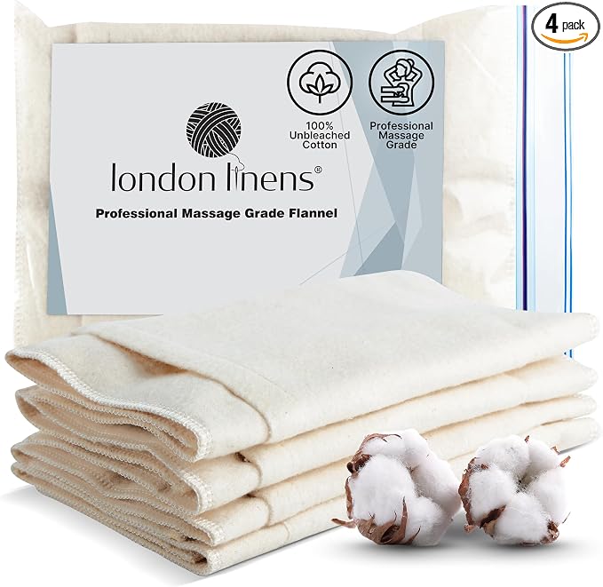 100% Natural Cotton Flannel 4 Pieces Castor Oil Pack wrap for Liver Detox. Unbleached Super Soft Double Brushed All Cotton Flannel, 3 Superior Layers with Added Front Pocket for hot/Cold Pack.