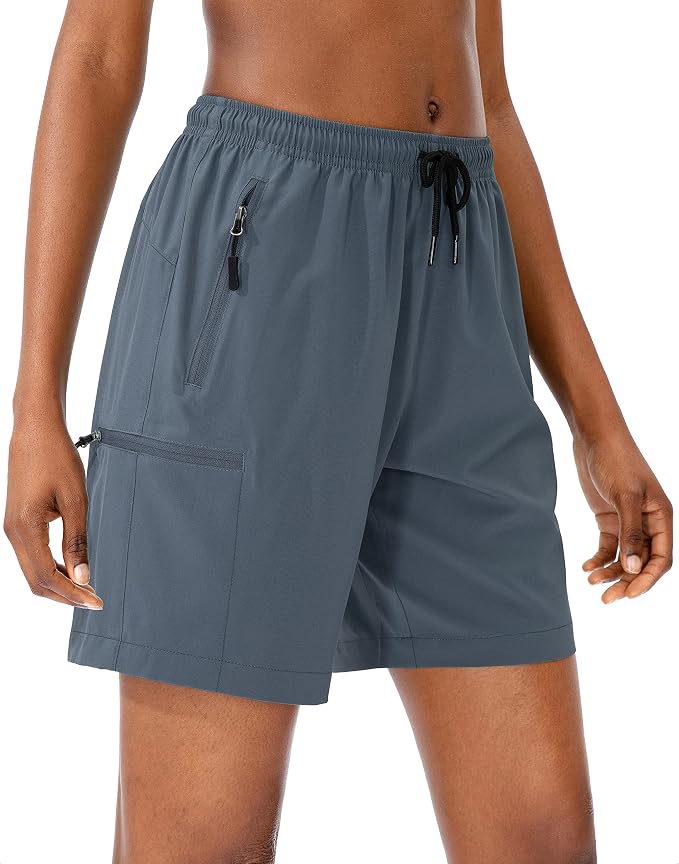 SANTINY Women's 5''/ 7''/9'' Hiking Cargo Shorts Quick Dry Lightweight Summer Shorts for Women Athletic Golf Zipper Pockets