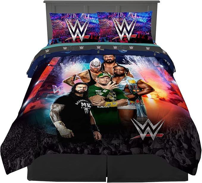 Franco Kids Bedding Super Soft Comforter and Sheet Set, 5 Piece Full Size, WWE