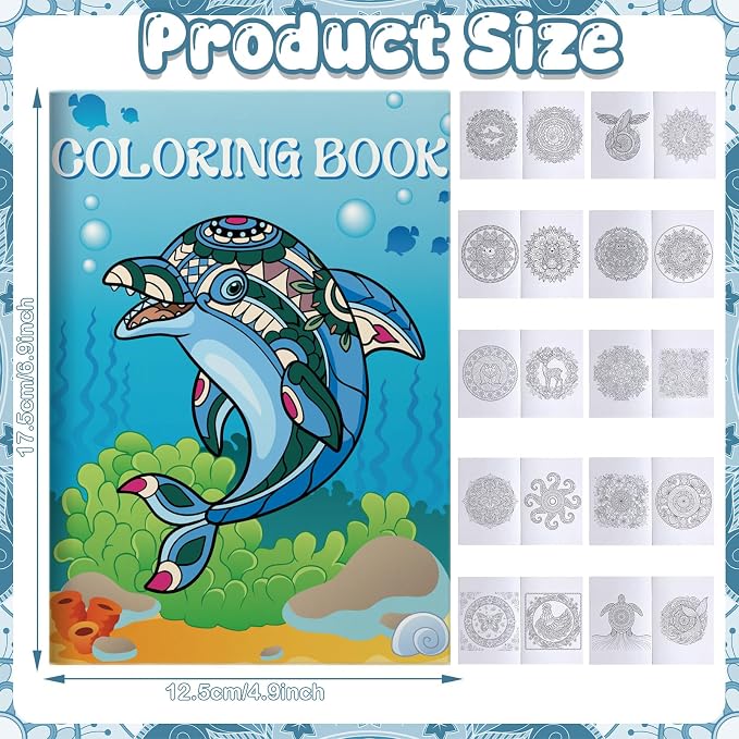 Liliful 24 pcs Undersea Mandala Coloring Book Bulk Intricate Marine Life & Mandala Design Coloring Books, Ideal for Party Favors, Goodie Bag Fillers & Creative Gifts