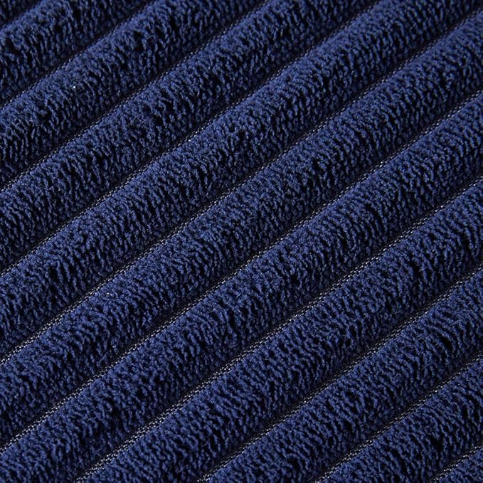 Fancy Homi Pack of 2 Euro Decorative Throw Pillow Covers 24x24 with Pom-poms, Soft Corduroy Solid Square Cushion Cases Set for Couch Sofa Bedroom Car Living Room (24x24 Inch/60x60 cm, Navy Blue)