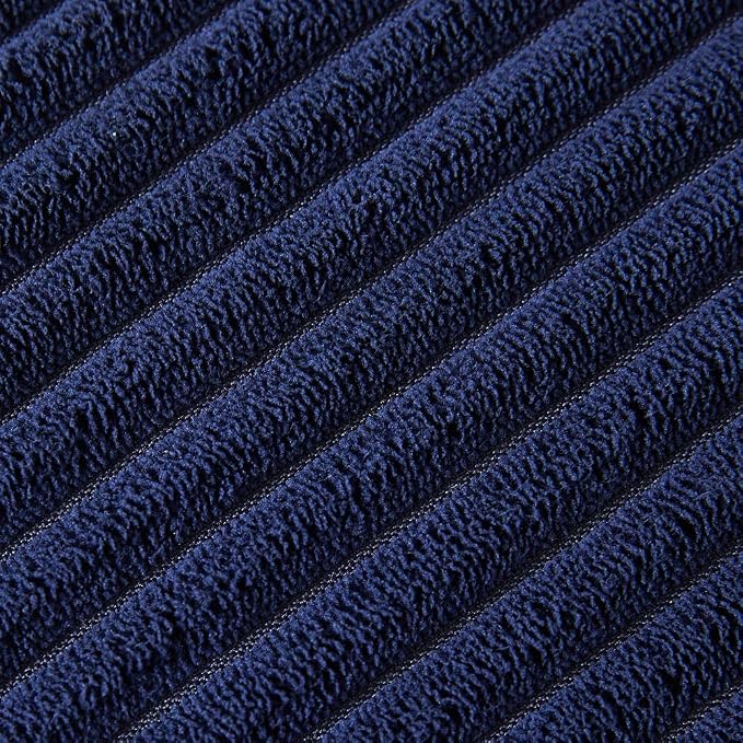 Fancy Homi Pack of 2 Corduroy Navy Blue Decorative Throw Pillow Covers with Pom-poms, Solid Square Cushion Case Pillow Cases Set for Couch Sofa Bedroom Car Living Room (18x18 Inch/45x45 cm, Navy Blue)