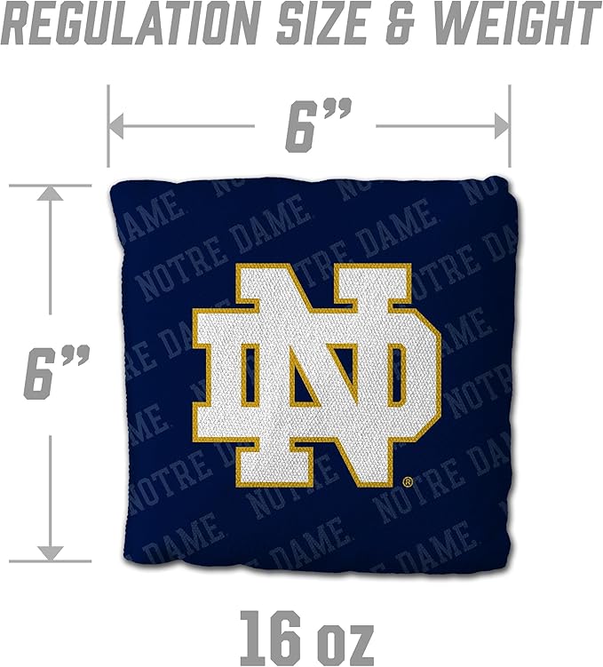 YouTheFan Officially-Licensed NCAA Set of 4 Cornhole Bags - All Weather Regulation 6” x 6” Size - 16oz Weight - Designed in USA