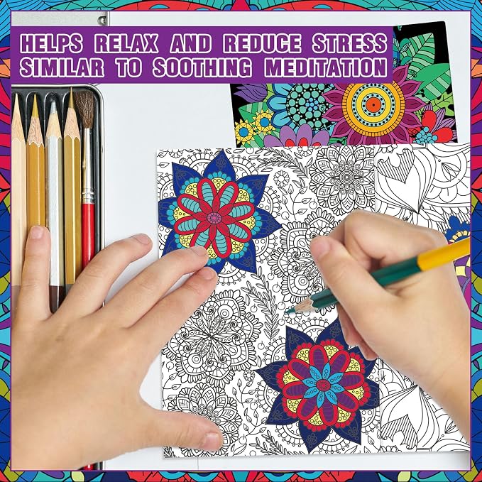 Liliful 24 Pcs Mindful Coloring Book Bulk for Adult DIY Art Stress Relief Drawing Book with Relaxing Mindfulness Patterns for Adults, Party Favors, Goodie Bag Filler and Holiday Gifts