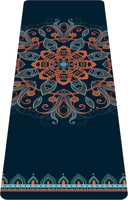 nuveti Printed Travel Yoga Mat-1/16 Inch Thick Non Slip Fitness Workout Mat with Carrying Bag, Foldable Lightweight Suede & Natural Rubber Yoga Mat for Yoga Pilates and Fitness 72" L x 24" W x 1.5mm